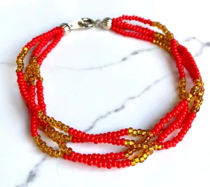 The Quartet Bracelet- Red/Gold