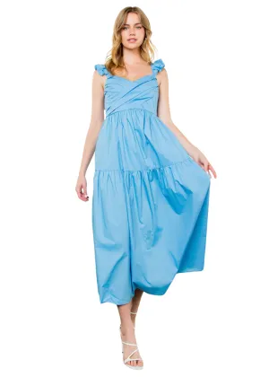 TIERED POPLIN MAXI DRESS