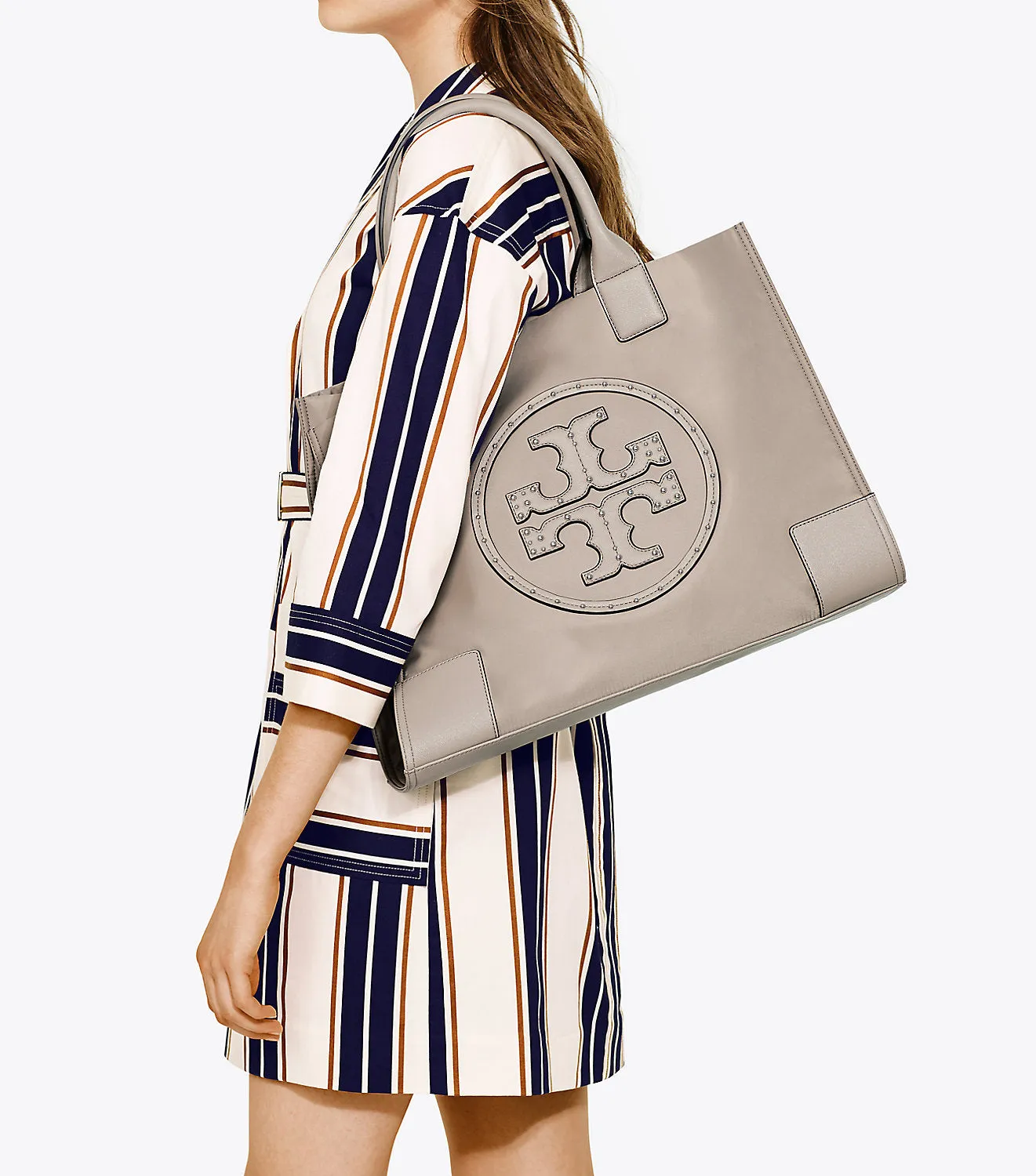 Tory Burch Ella Stud Logo French Grey (Nylon) Bag -TB39790