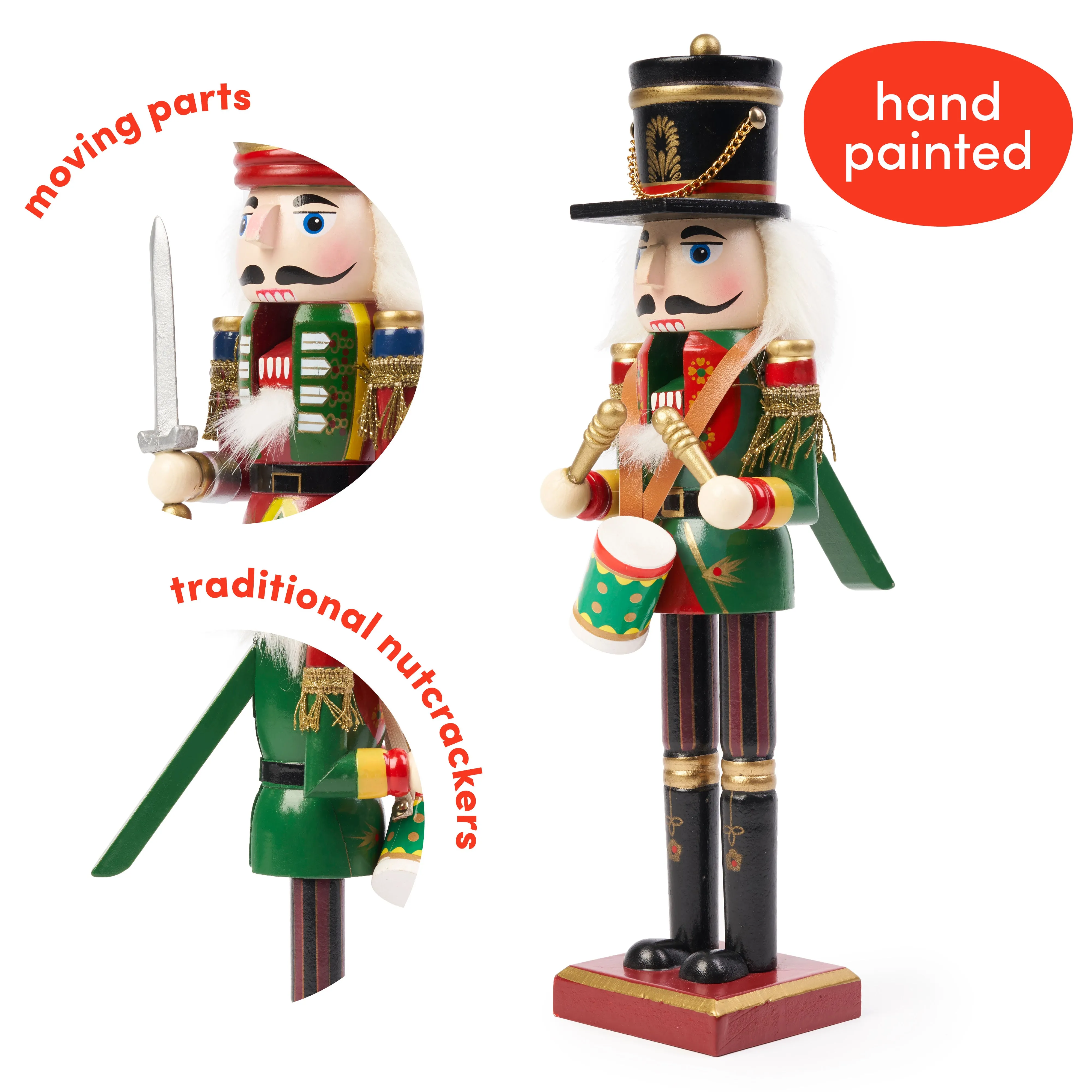 Traditional Christmas Wooden Nutcracker Soldiers (30cm)