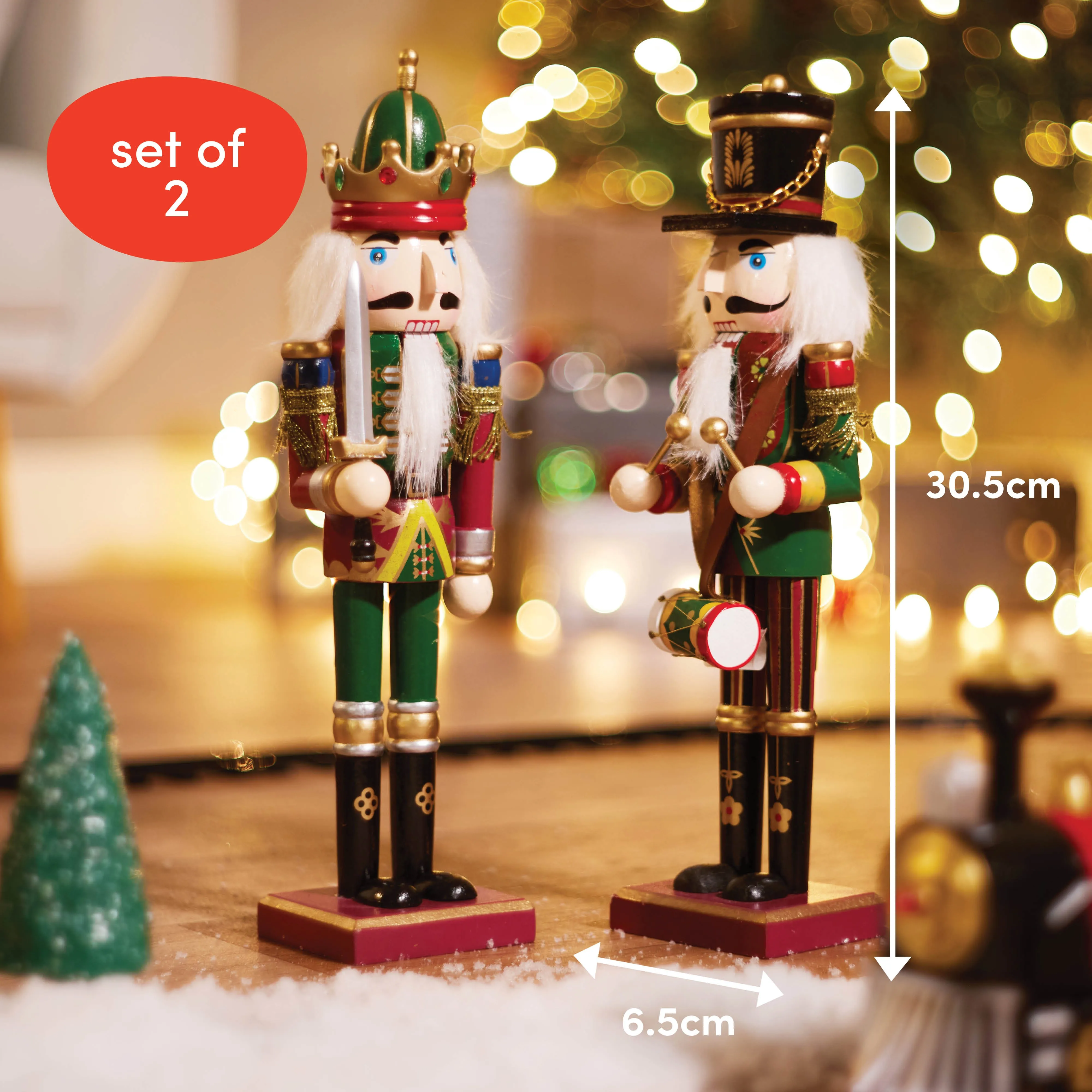 Traditional Christmas Wooden Nutcracker Soldiers (30cm)