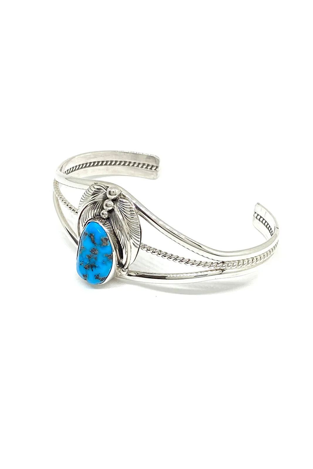 Traditional Navajo Turquoise Feather Cuff Bracelet