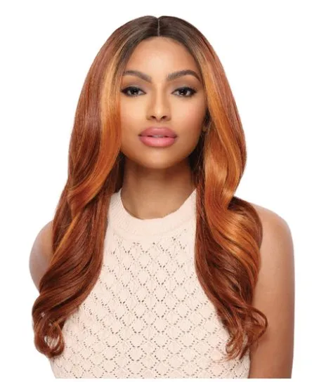 Transparent Lace Long Wavy Wig - Rainbow