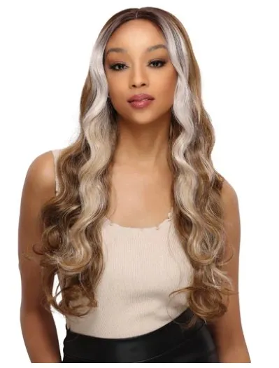 Transparent Lace Loose Curl Long Wig - Deep Blue