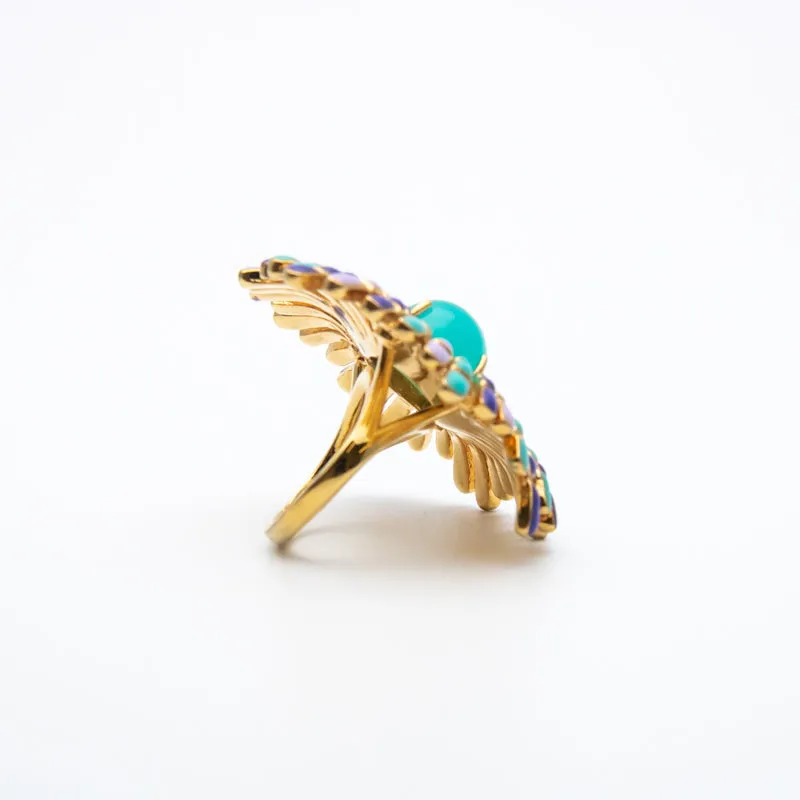Trina Turk Artistic Colorful enamel Gold-toned Ring