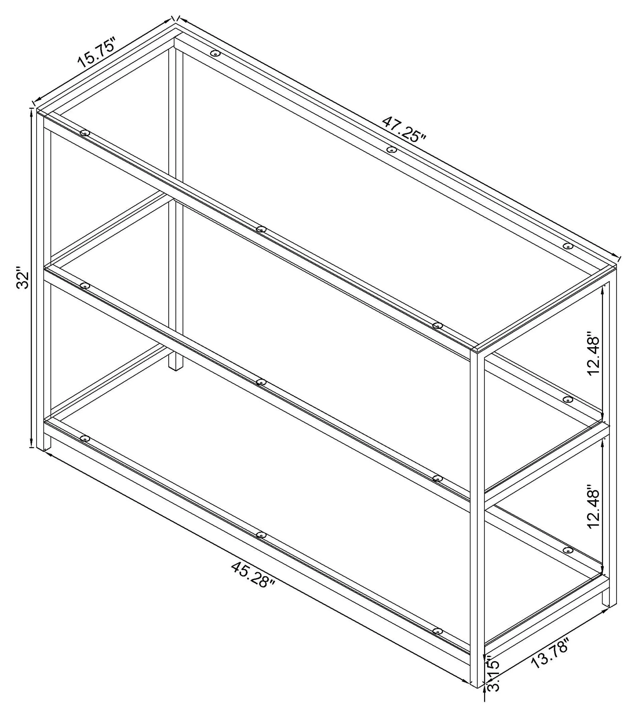 Trini 2-shelf Glass Top Entryway Console Table Black Nickel