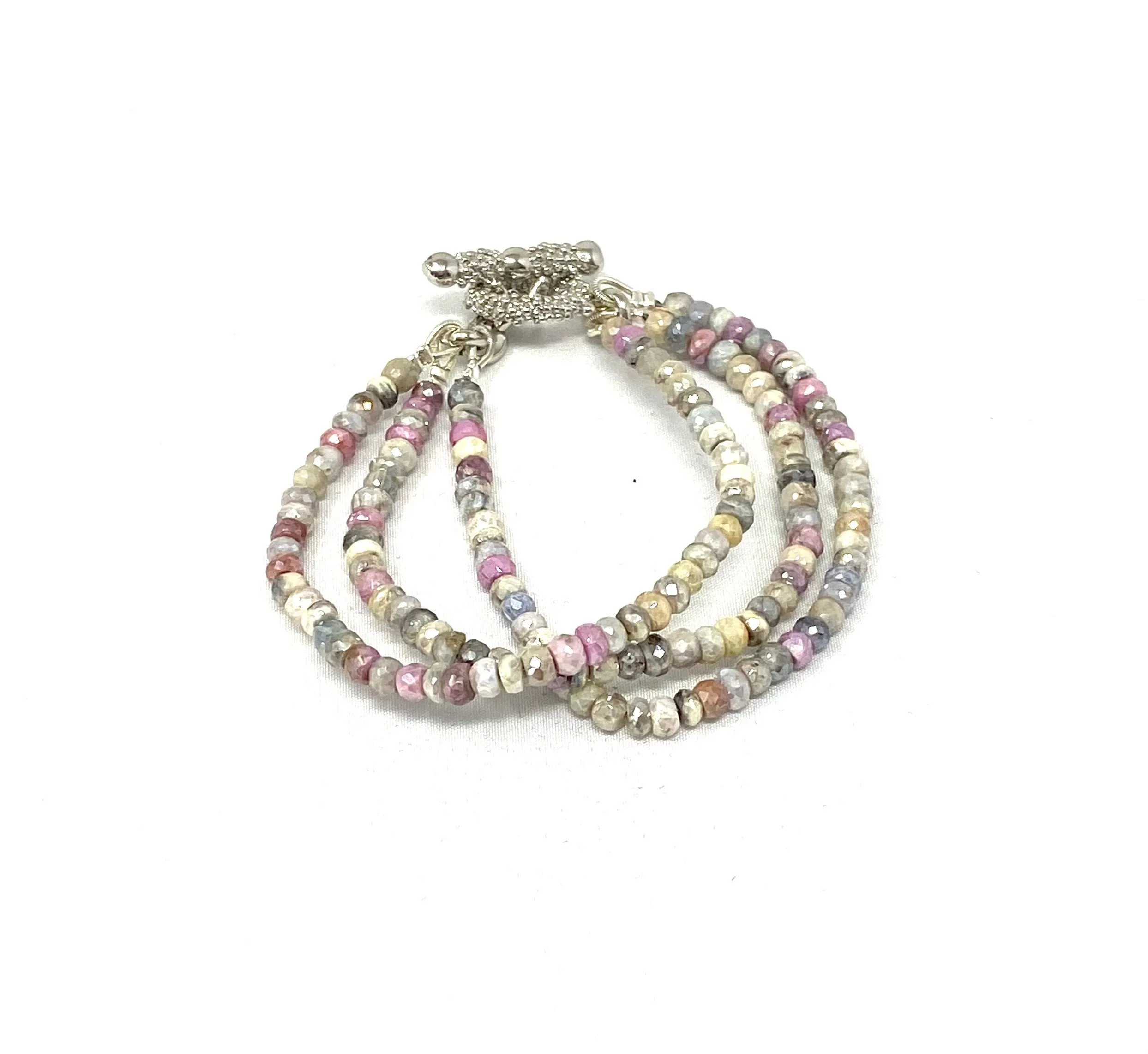 Triple Strand Pastel Silverite Bracelet