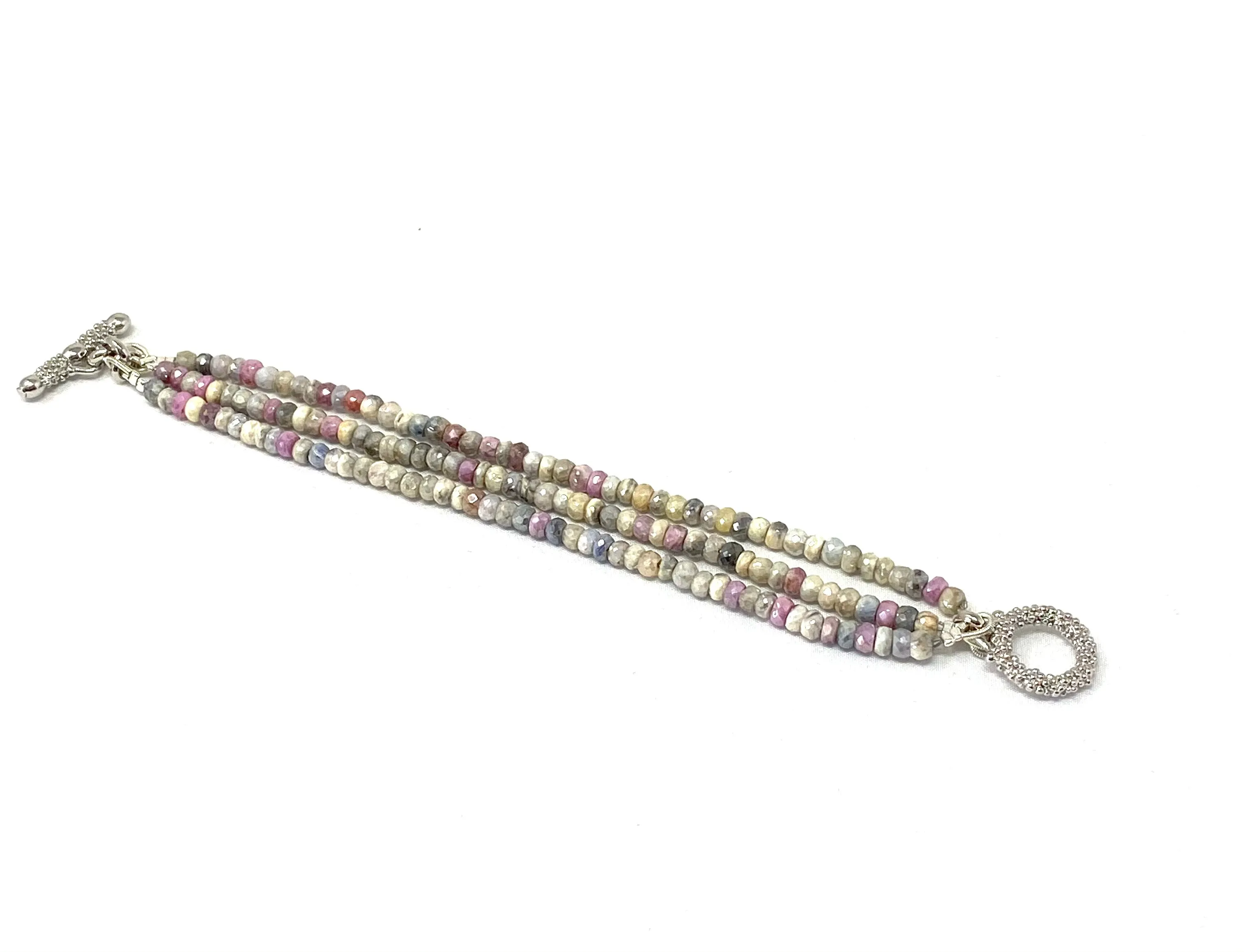 Triple Strand Pastel Silverite Bracelet