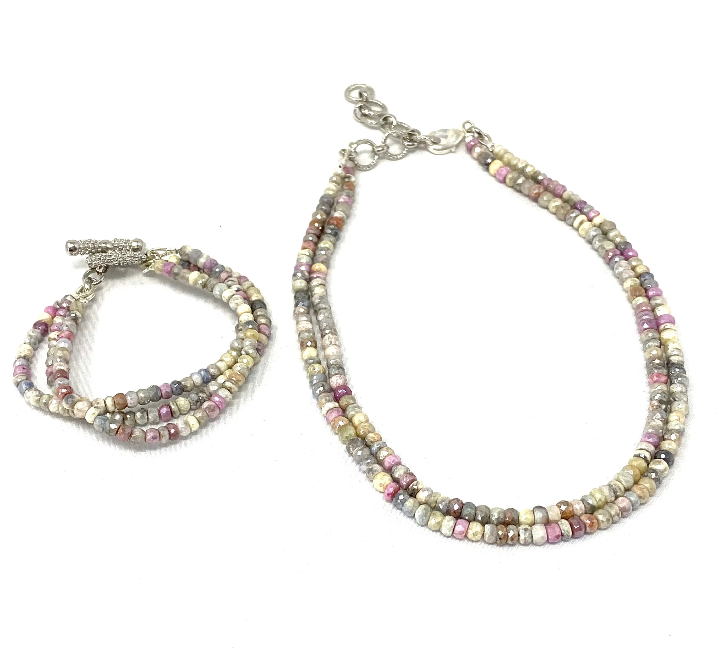 Triple Strand Pastel Silverite Bracelet