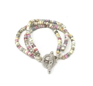 Triple Strand Pastel Silverite Bracelet