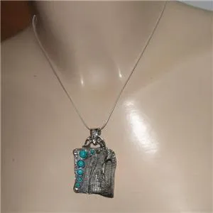 Turquoise Pendant 925 Sterling Silver Handmade Art Hadar Designers (H 425DO) y