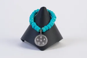 Turquoise rondelle and white topaz bracelet