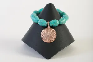Turquoise Teardrop with Rose Gold and White Topaz Charm