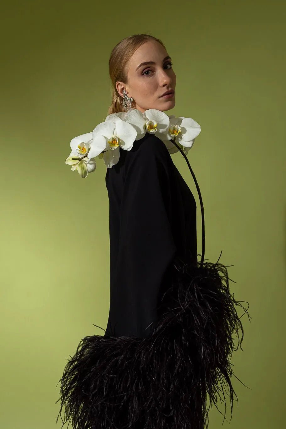 Ubud One-Shoulder Feather Gown