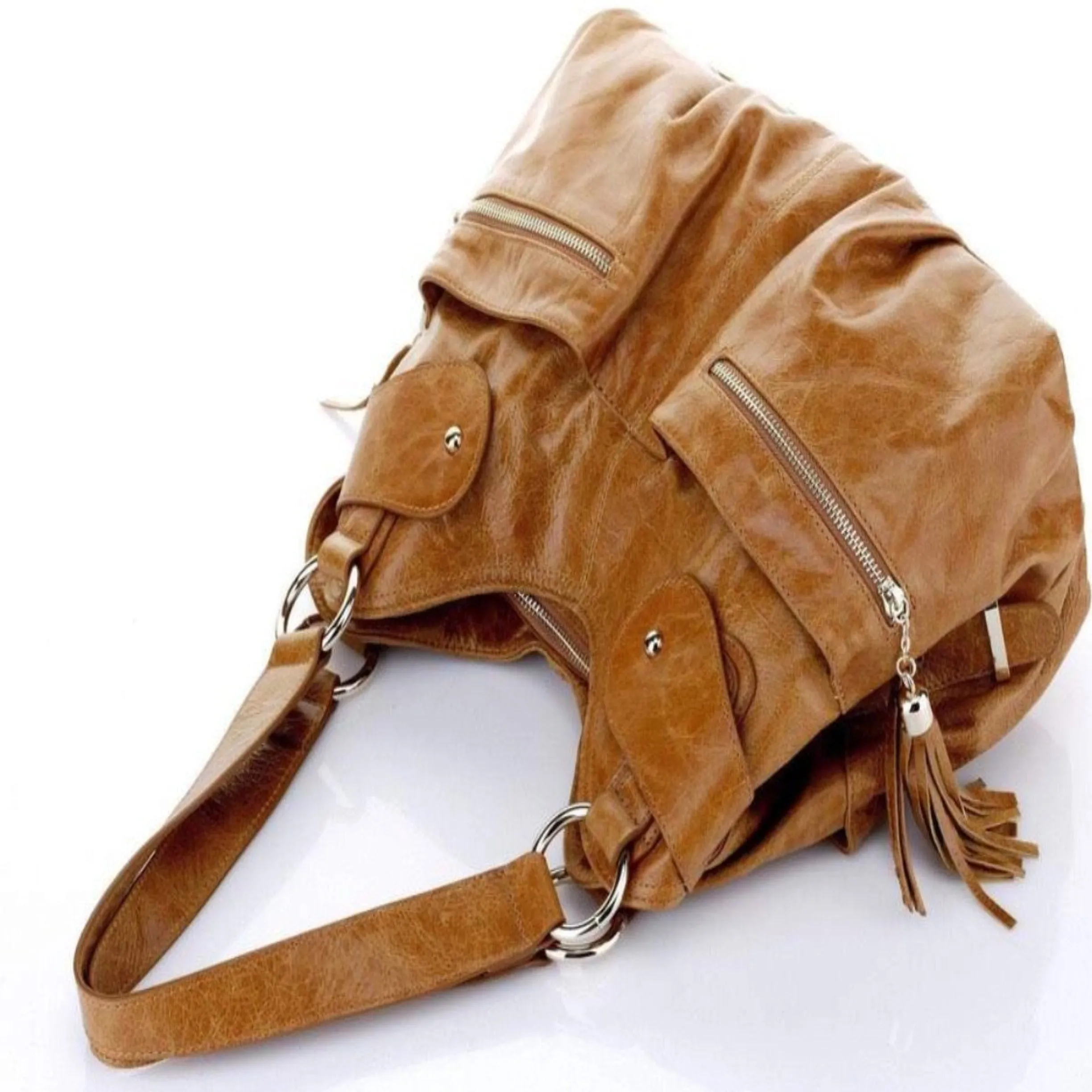 VICENZO Athena Italian Leather Handbag - Tan