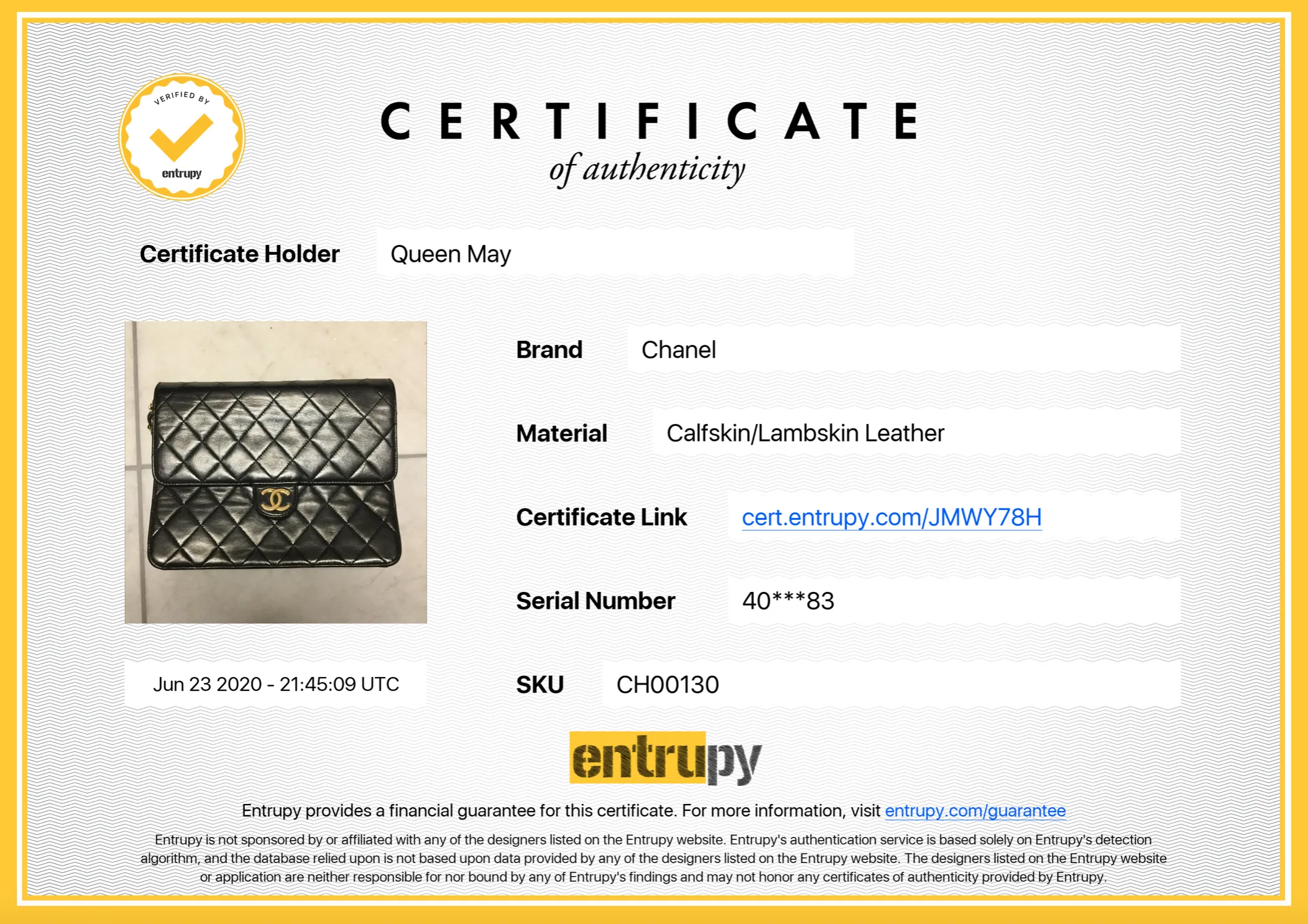 Vintage Chanel Lambskin Single Flap Bag