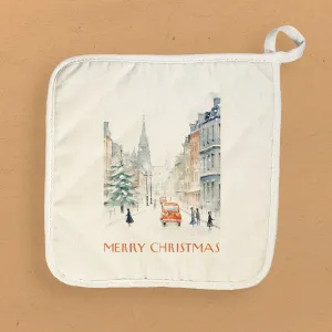 Vintage Christmas Poster - Cotton Pot Holder