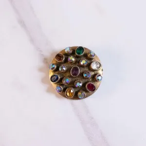 Vintage Colorful Bezel Crystal Brooch
