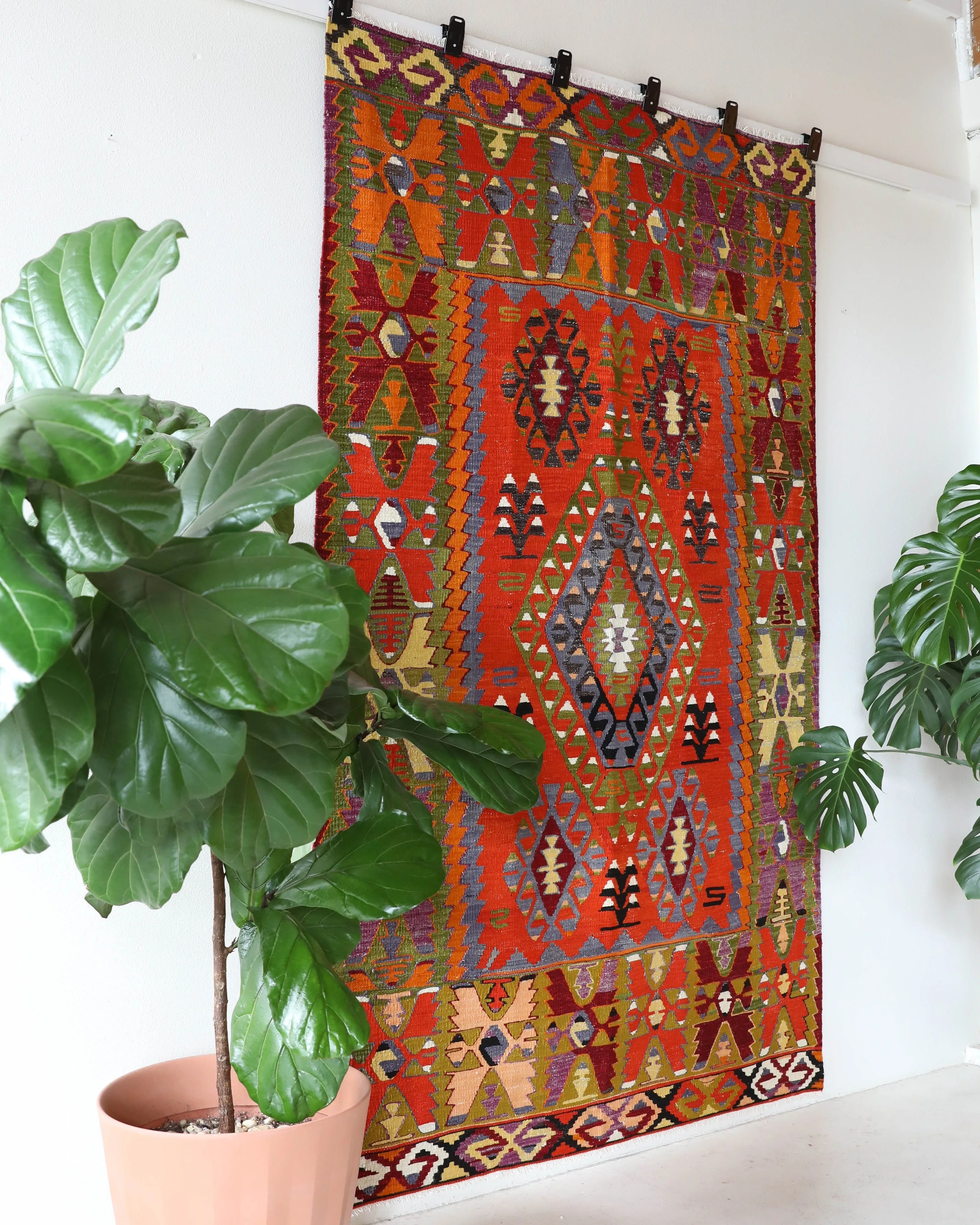 Vintage Denizli Cal Kilim Rug 5'4"x8'10"