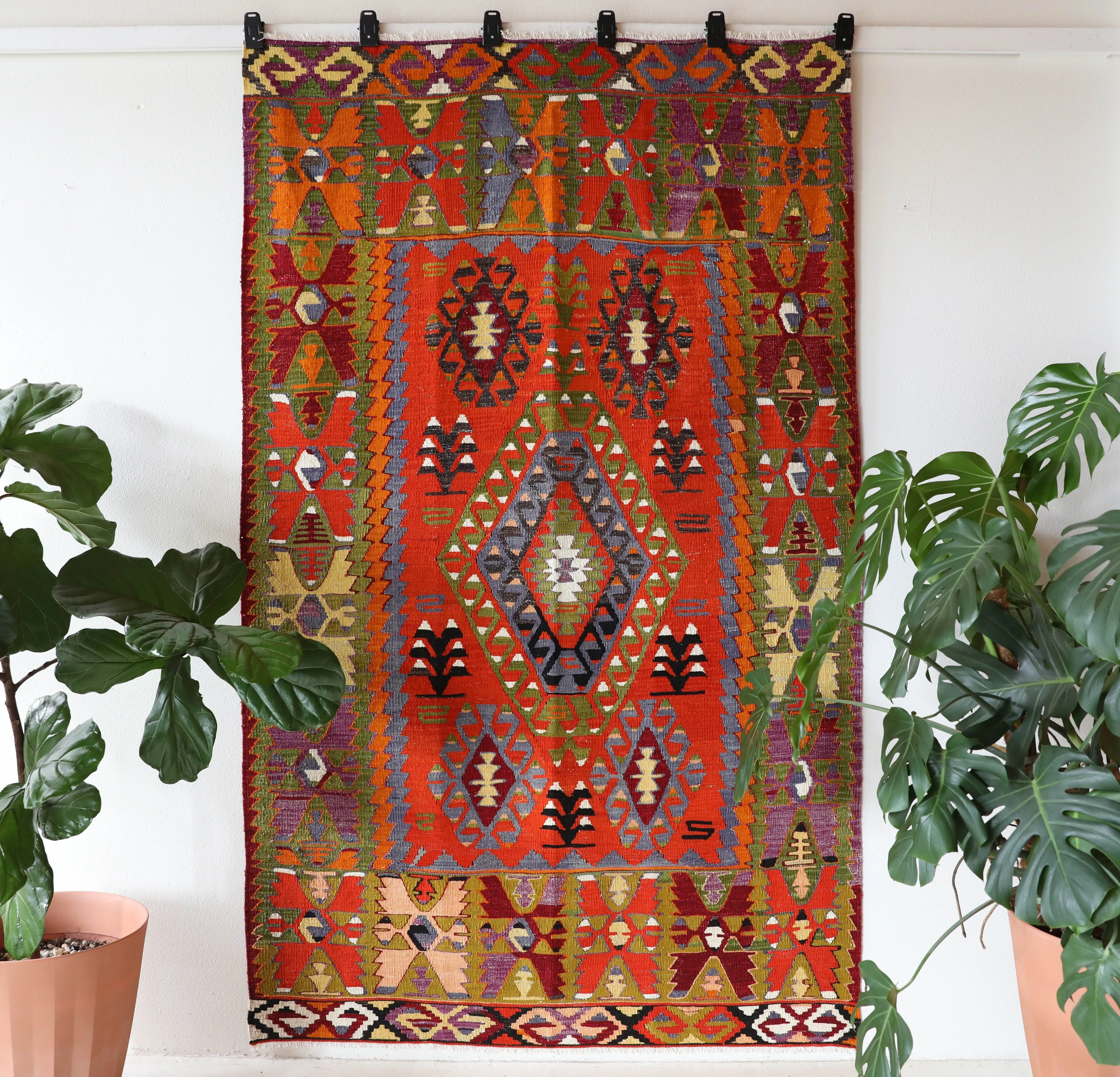 Vintage Denizli Cal Kilim Rug 5'4"x8'10"