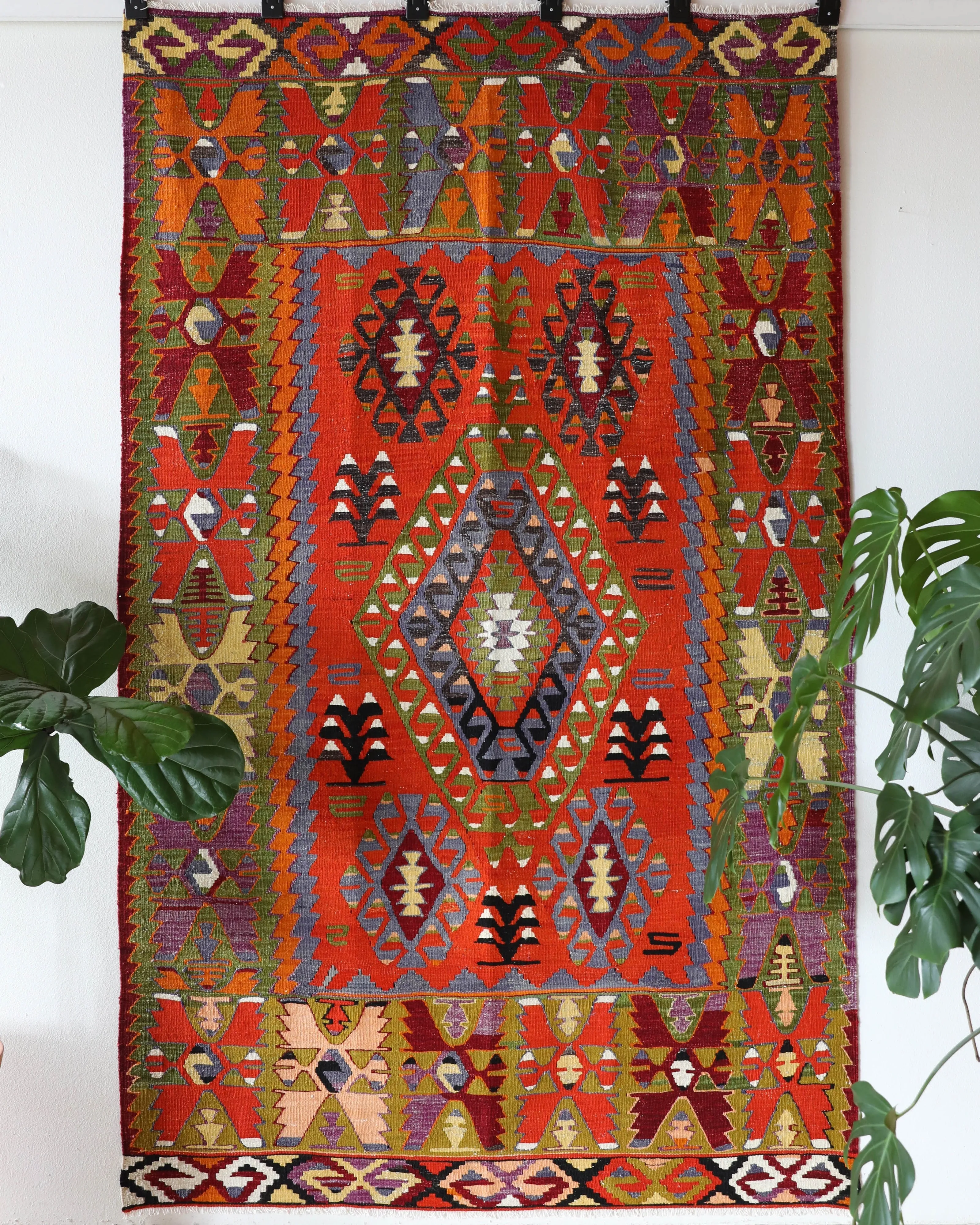 Vintage Denizli Cal Kilim Rug 5'4"x8'10"