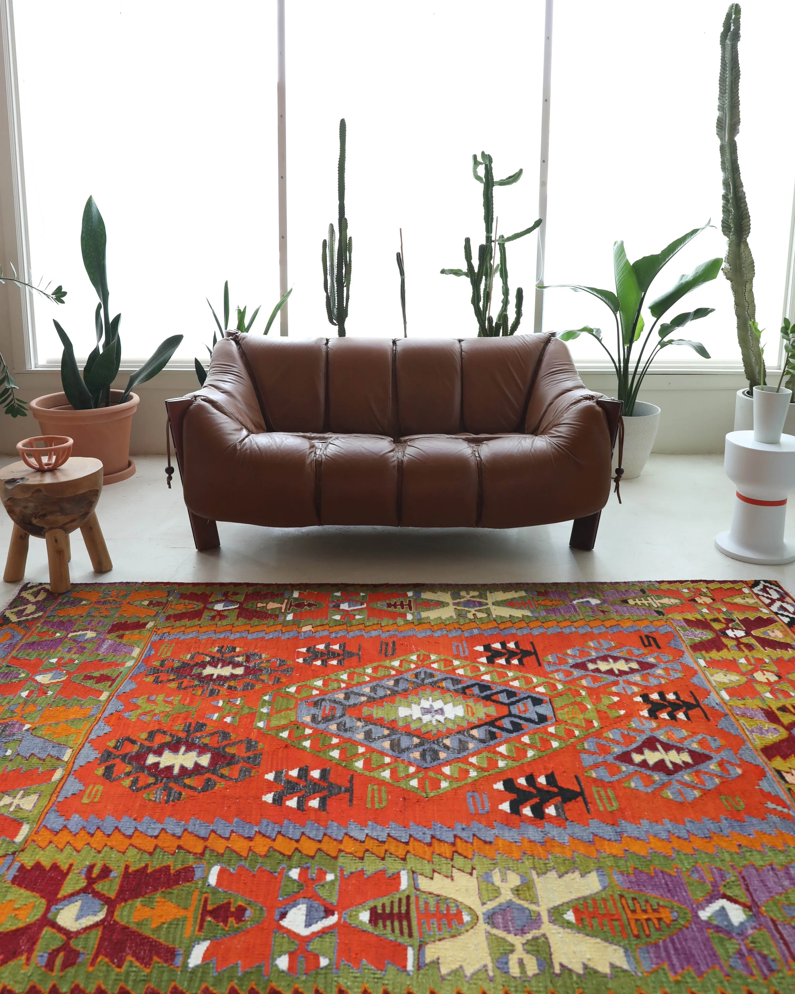 Vintage Denizli Cal Kilim Rug 5'4"x8'10"