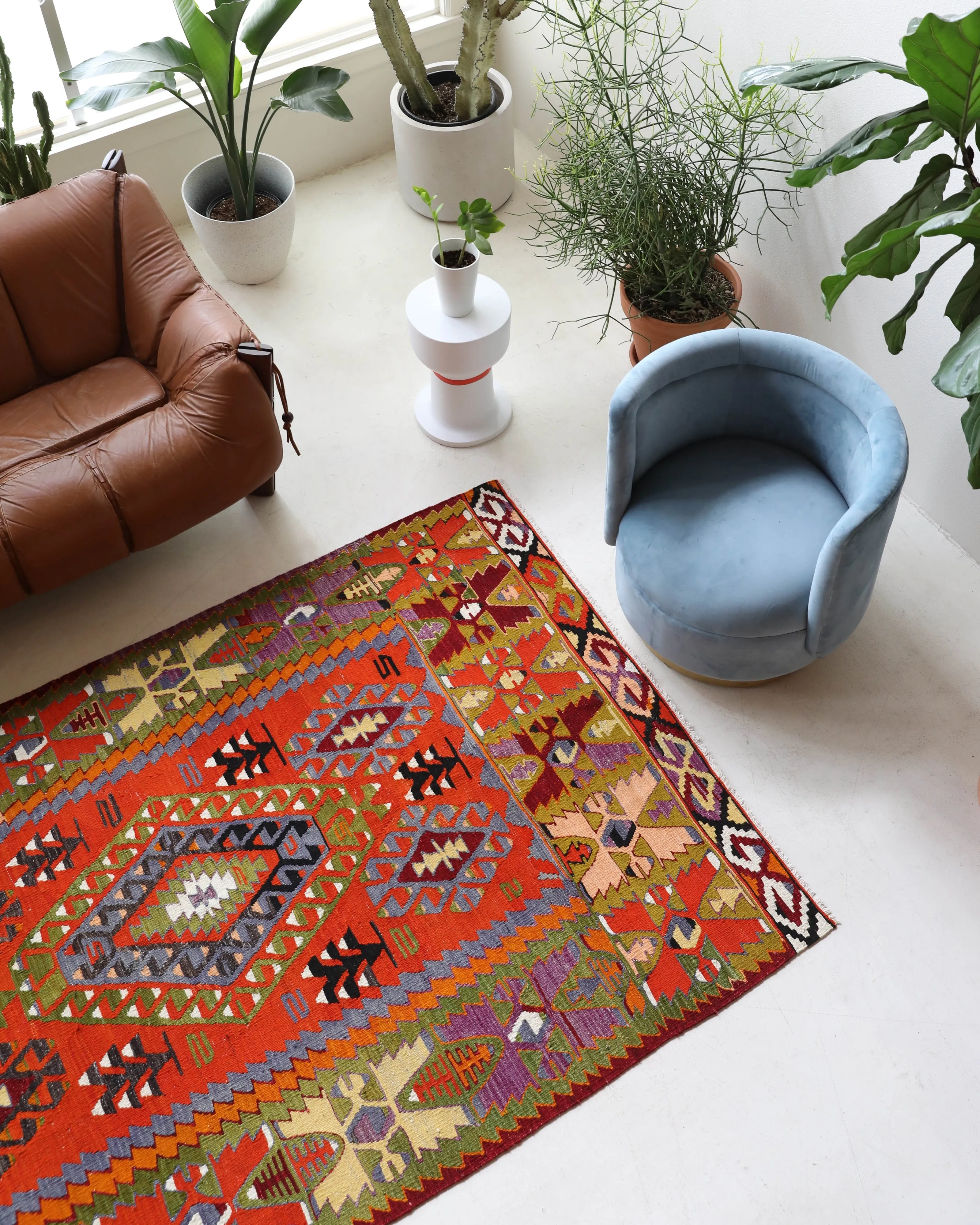 Vintage Denizli Cal Kilim Rug 5'4"x8'10"