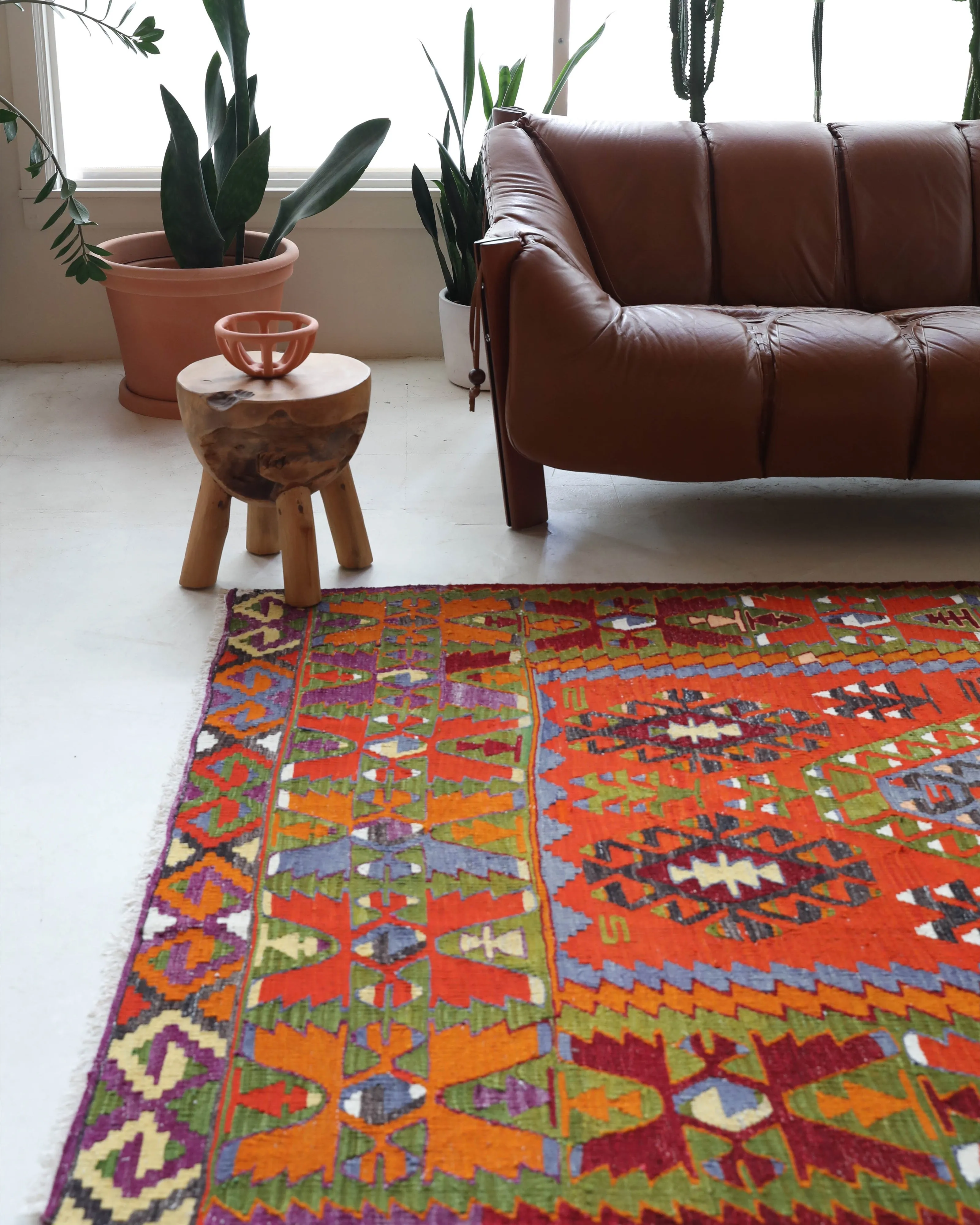 Vintage Denizli Cal Kilim Rug 5'4"x8'10"