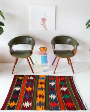Vintage Mini Turkish Kilim Rug 3'4"x4'3"
