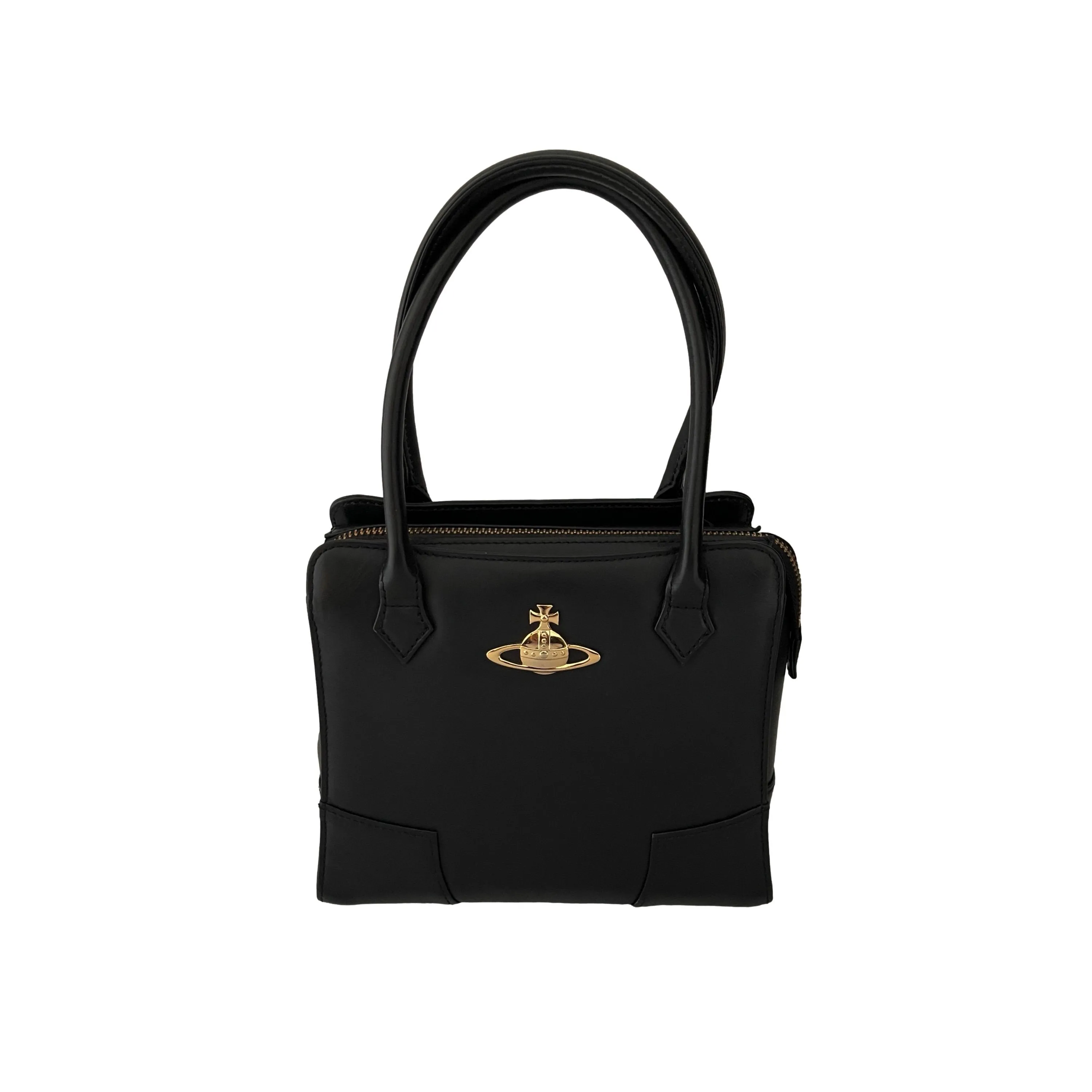 Vivienne Westwood Black Leather Top Handle Bag