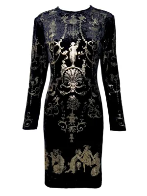 Vivienne Westwood 'Portrait' A/W 1990/1991  Black Velvet Gold Boulle Foil Dress