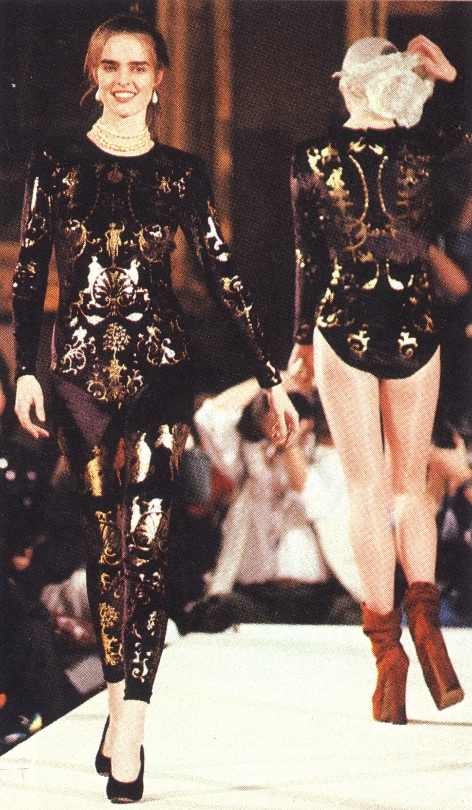 Vivienne Westwood 'Portrait' A/W 1990/1991  Black Velvet Gold Boulle Foil Dress