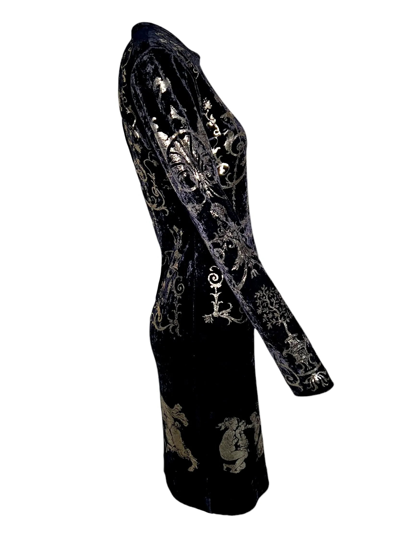 Vivienne Westwood 'Portrait' A/W 1990/1991  Black Velvet Gold Boulle Foil Dress