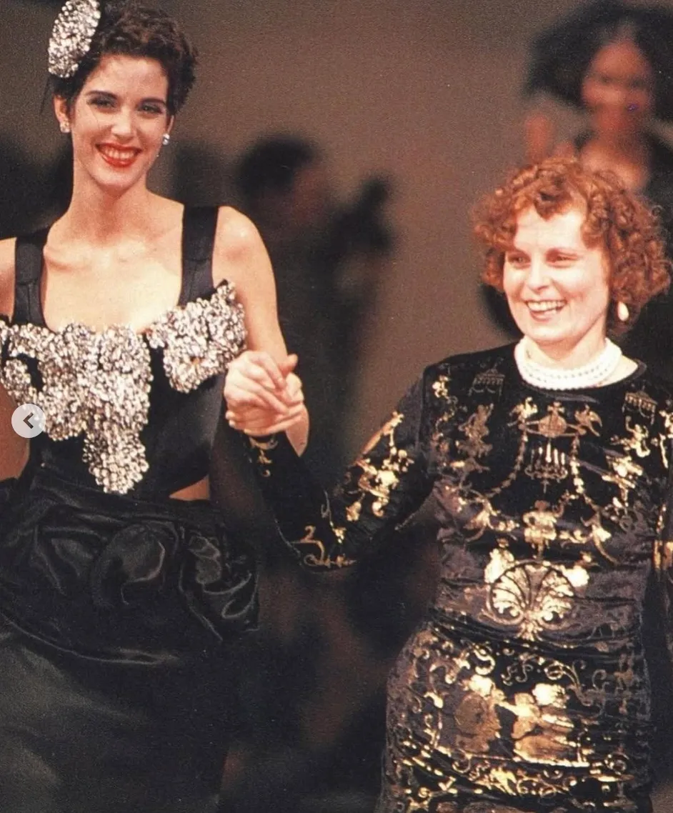 Vivienne Westwood 'Portrait' A/W 1990/1991  Black Velvet Gold Boulle Foil Dress