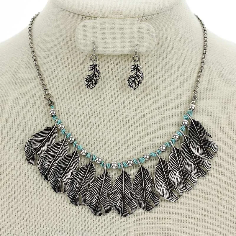 Western feather concho necklace