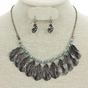 Western feather concho necklace