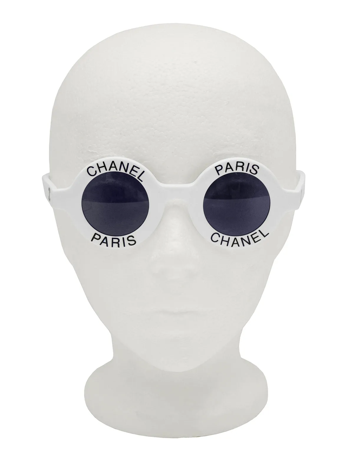 White Chanel Paris Round Sunglasses