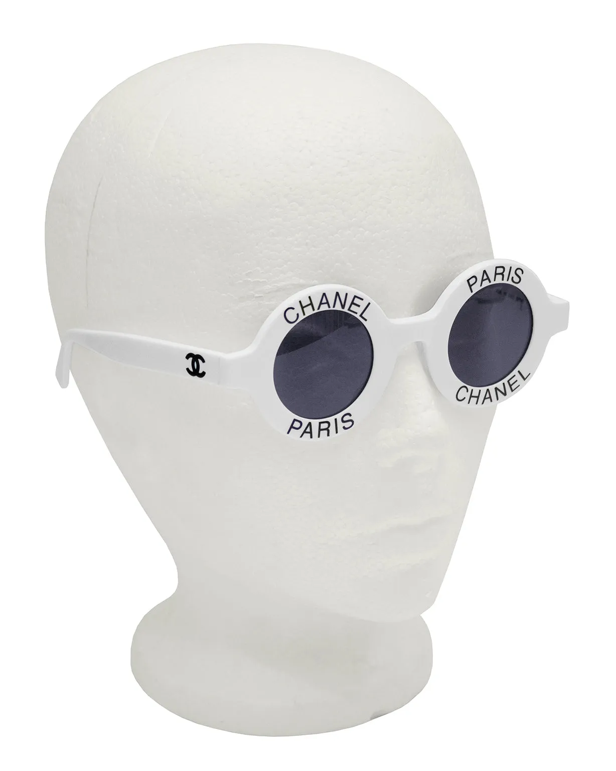 White Chanel Paris Round Sunglasses