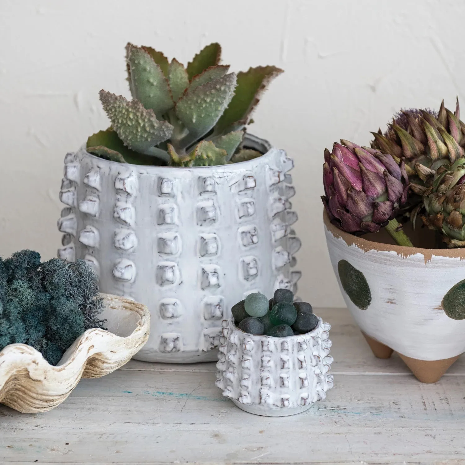 White Wash Sculptural Planter