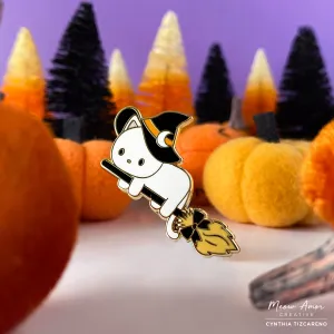 White Witch Cat Enamel Pin