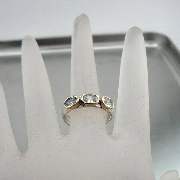 White Zircon Ring 9k Gold 925 Sterling Silver  6,7,8,9,10 Hadar Designers (I r309)