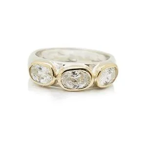 White Zircon Ring 9k Gold 925 Sterling Silver  6,7,8,9,10 Hadar Designers (I r309)