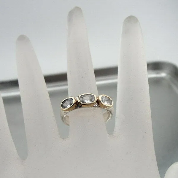 White Zircon Ring 9k Gold 925 Sterling Silver  6,7,8,9,10 Hadar Designers (I r309)