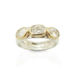 White Zircon Ring 9k Gold 925 Sterling Silver  6,7,8,9,10 Hadar Designers (I r309)