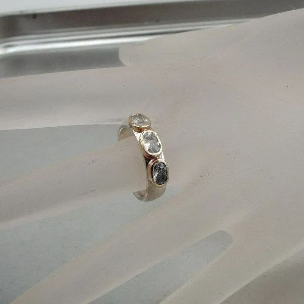 White Zircon Ring 9k Gold 925 Sterling Silver  6,7,8,9,10 Hadar Designers (I r309)