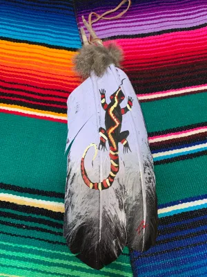 XL painted lizard feather