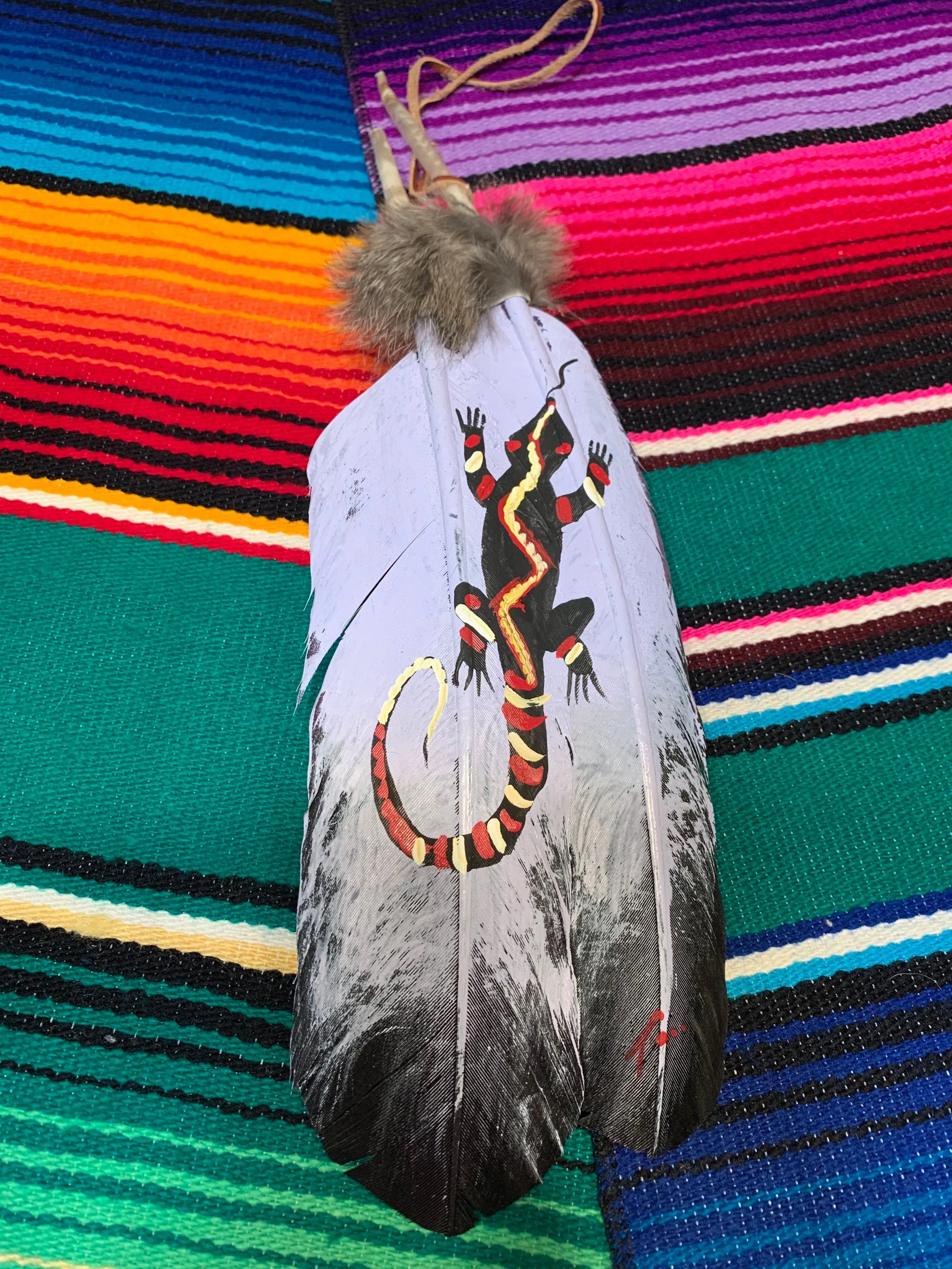 XL painted lizard feather