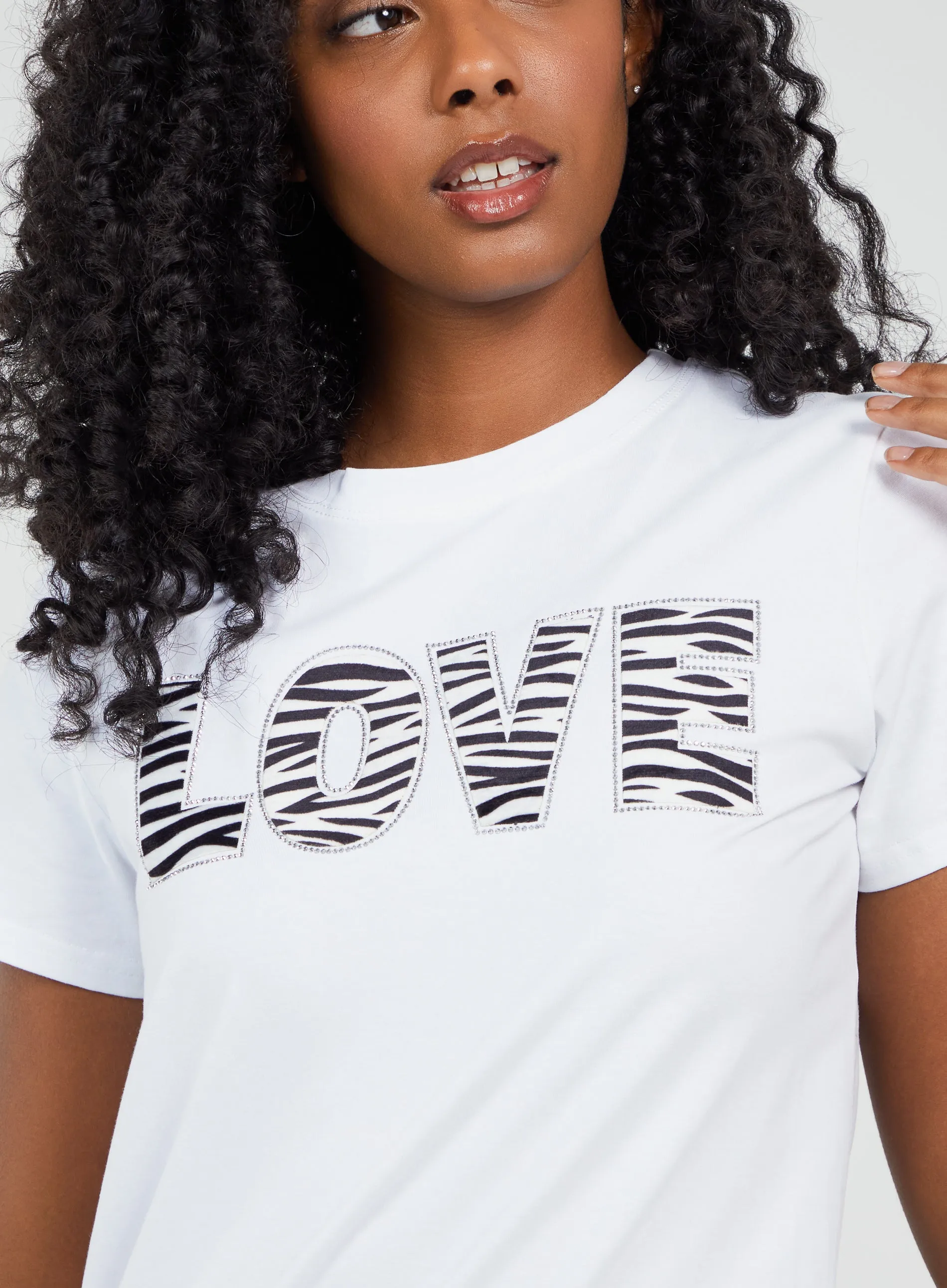 Zebra Print Love Slogan T-Shirt